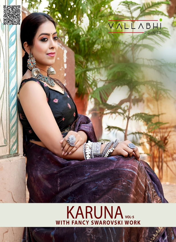 Karuna Vol 5 By Vallabhi Chiffon Printed Saree Wholesale Shop In Surat