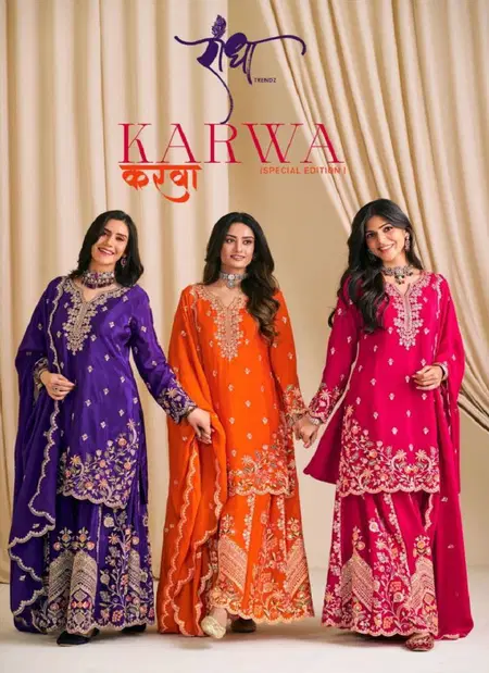 Karwa By Radha Trendz Chinon Embroidery Readymade Suits Exporters In India
