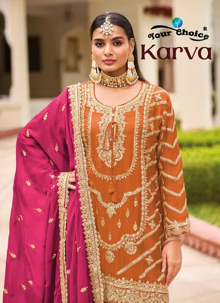 Karwa By Your Choice Heavy Chinon Readymade Suit Wholesalers In Surat
