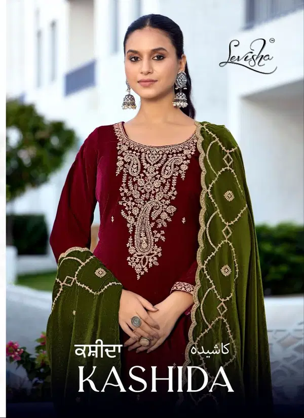 Kashida By Levisha Velvet Embroidery Salwar Kameez Wholesale Price In Surat