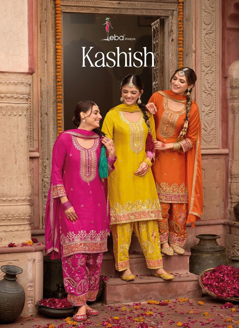 Kashish By Eba Chinon Emboidery Readymade Suits Wholesalers In Delhi