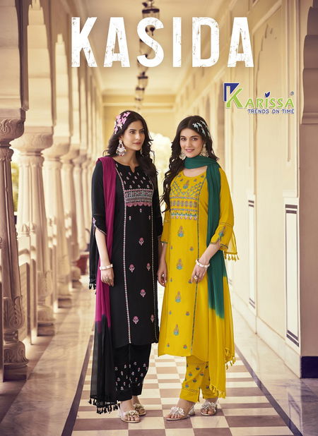 Kasida By Karissa Rayon Thread Work Designer Kurti With Bottom Dupatta Wholesale Price In Surat Catalog