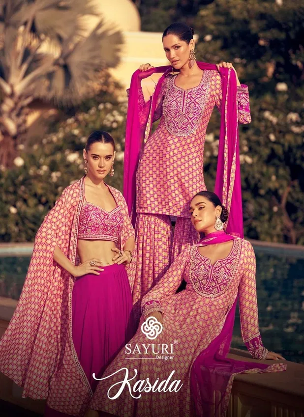 Kasida By Sayuri Designer Chinon Silk Readymade Suits Wholesale Shop In Surat