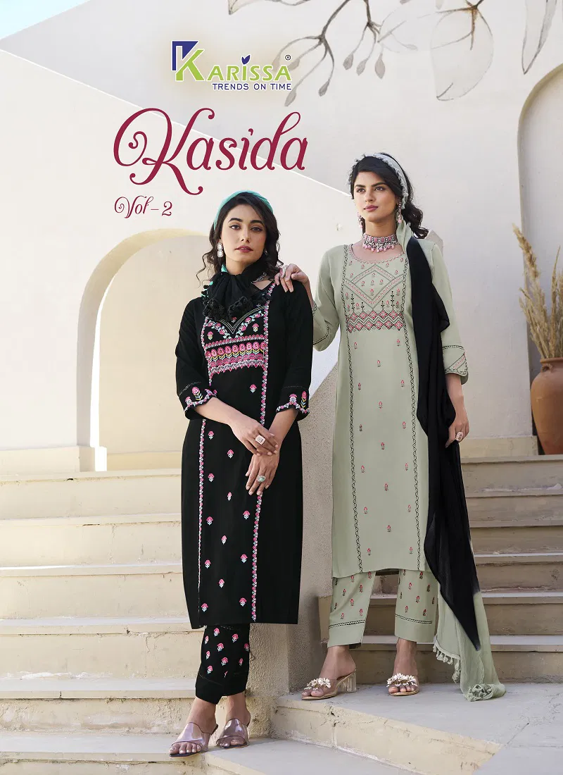 Kasida Vol 2 By Karissa Rayon Printed Kurti With Bottom Dupatta Orders In India