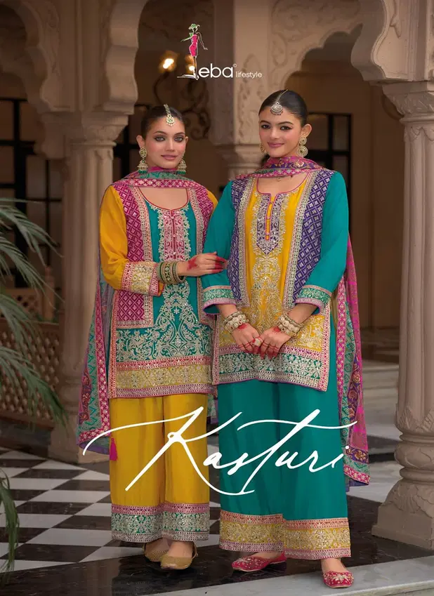 Kasturi by Eba Chinon Embroidered Readymade Suits Wholesale Online