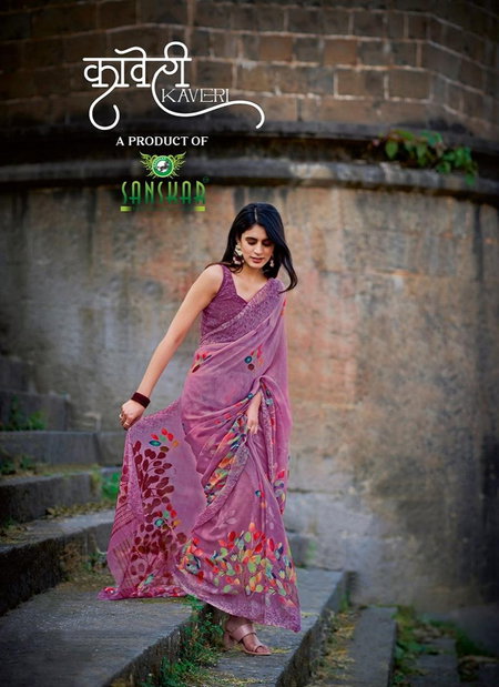 Kaveri By Sanskar Tex Prints Regular Wear Bamber Georgette Sarees Wholesale In India