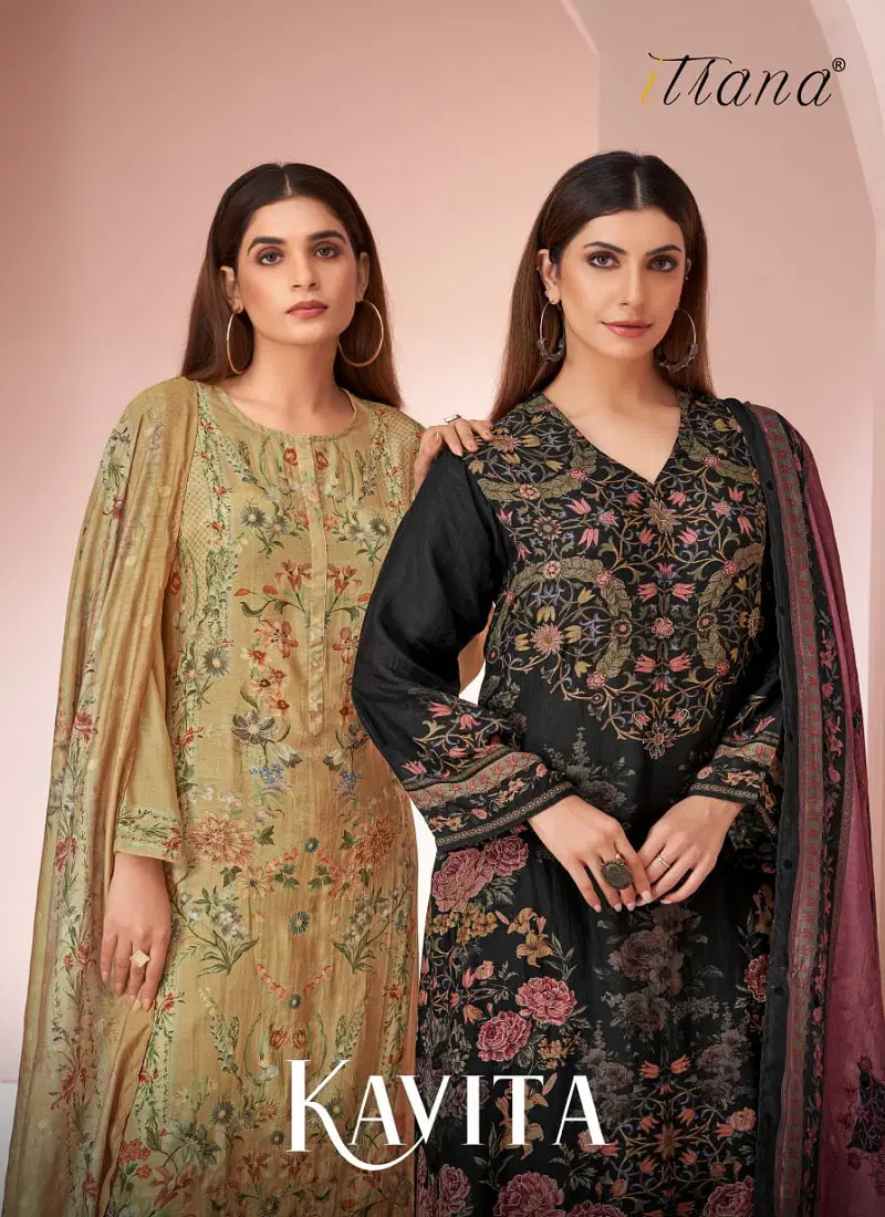 Kavita By Itrana Sahiba Muslin Silk Digital Printed Dress Material Online Wholesale Catalog