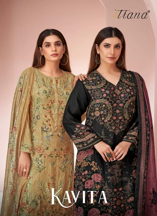 Kavita By Itrana Sahiba Muslin Silk Digital Printed Dress Material Online Wholesale