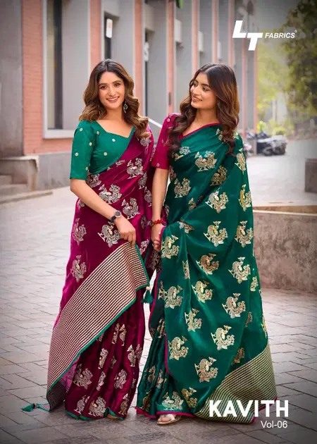 Kavith Vol 6 By LT Nc Malai Silk With Heavy Work Saree Bulk Orders In India
