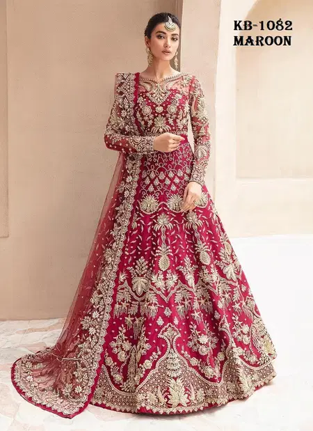 KB 1082 Colors Heavy butterfly Net Bridal Anarkali Gown With Dupatta Orders In India
