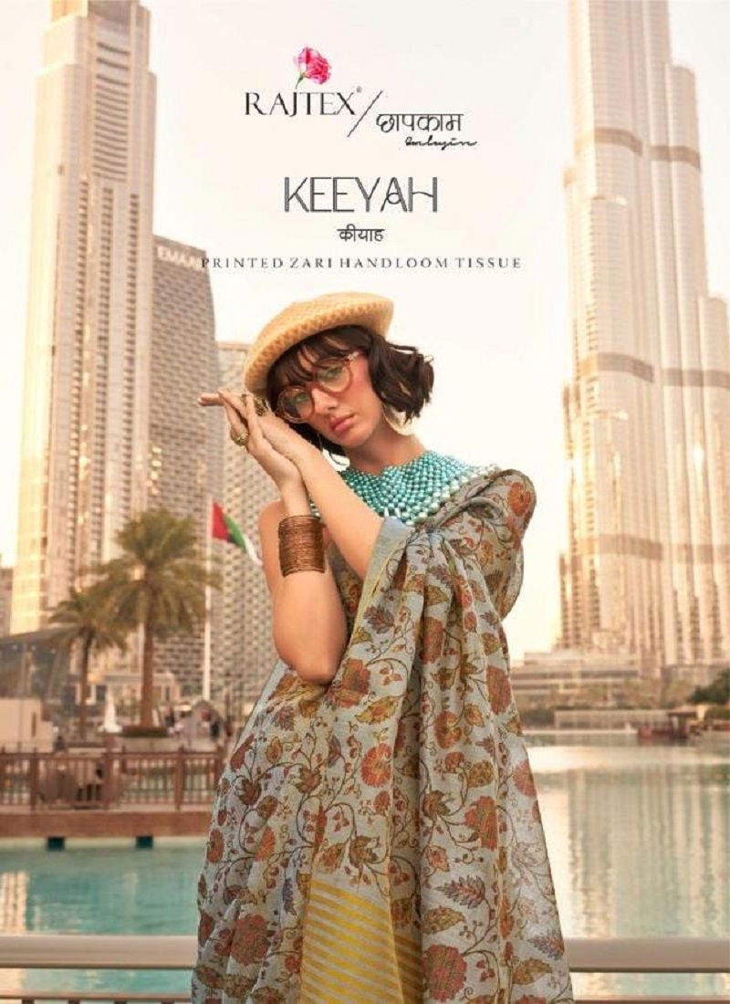 Keeyah By Rajtex Printed Zari Tissue Sarees Exporters In India Catalog