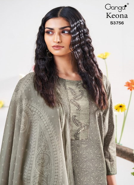 Keona 3756 By Ganga Cotton Satin Online Designer Salwar Suit Wholesale