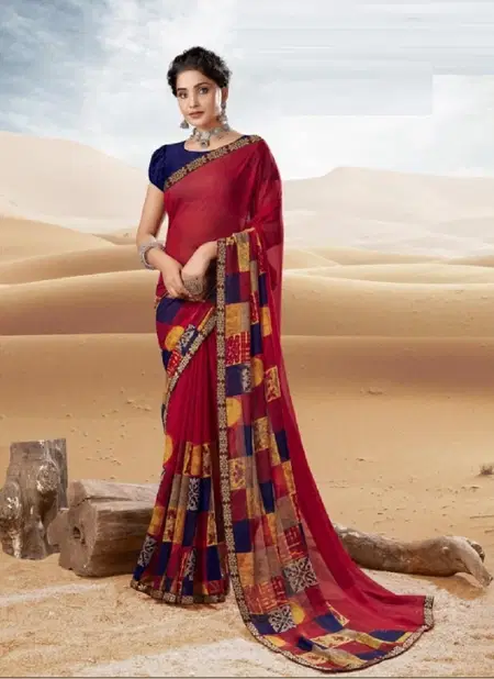 Kesariya Designer New Fancy Regular Wear Printed Georgette Designer Saree Collection Catalog