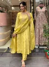 KF 2002 Kalaai Lemon Yellow Viscose Jacquard Kurti With Bottom Dupatta Exporters In India