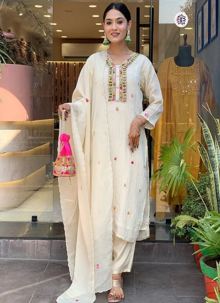 KF 3013 Kalaai Chinon Embroidery Kurti With Bottom Dupatta Wholesale Price In Surat
