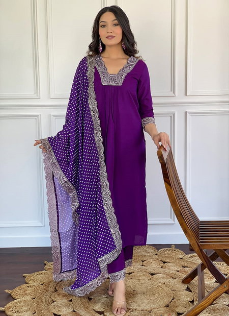 KF 457 Kalaai Viscose Chanderi Embroidery Kurti With Bottom Dupatta Wholesalers In India