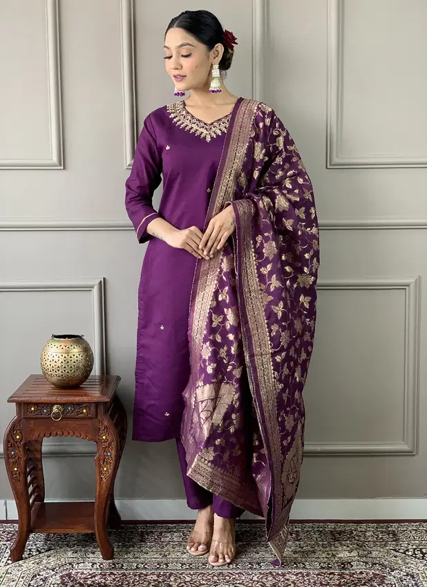 KF 5010 Kalaai Viscose Chanderi Kurti With Bottom Dupatta Orders In India