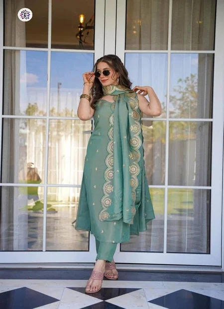 KF 640 Kalaai Viscose Jari Chanderi Kurti With Bottom Dupatta Orders In India