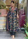 KF Blue Kalaai Hand Block Printed Kurti With Bottom Dupatta Suppliers In India