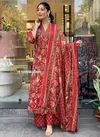 KF Red Kalaai Hand Block Printed Kurti With Bottom Dupatta Wholesalers In Delhi