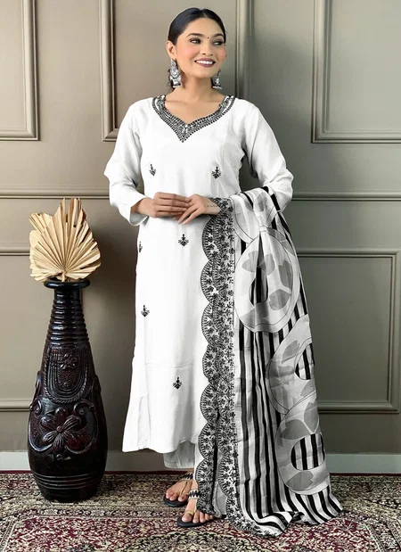 KF Rg Priya Kalaai Viscose Chanderi Embroidery Kurti With Bottom Dupatta Wholesalers In Mumbai
