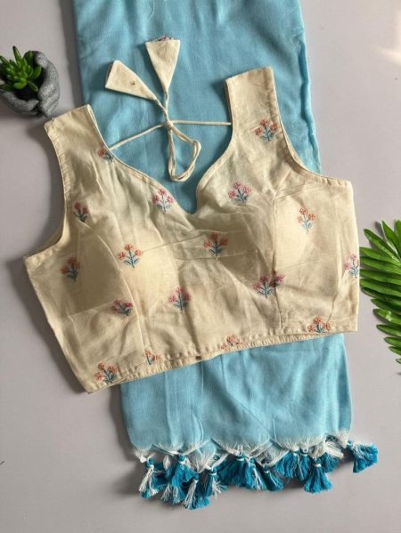 Khadi Hk 42 Vol 2 Khadi Cotton Saree With Cotton Blouse
