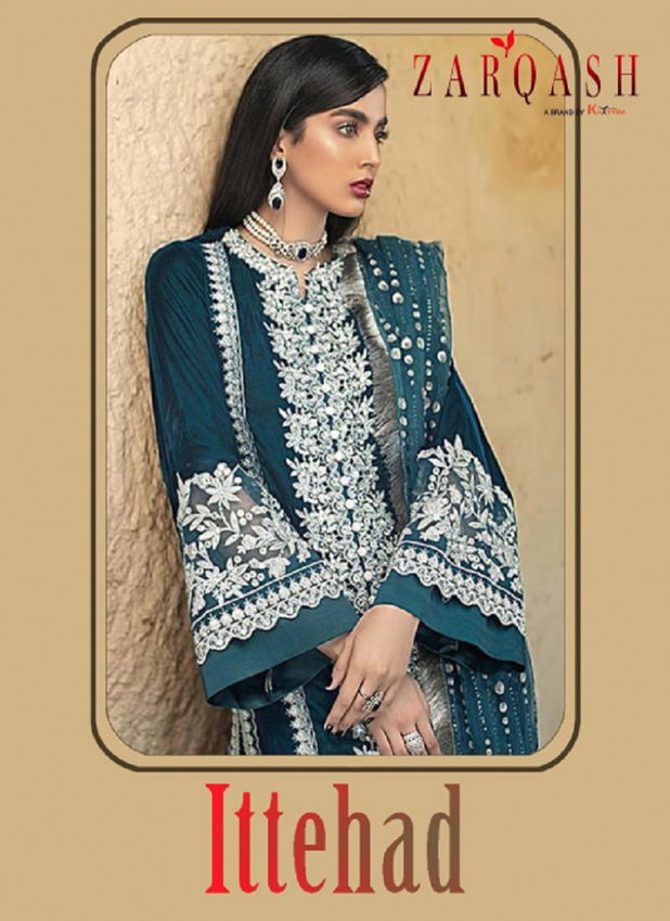 Khayyira Zarqash Ittehad Latest Fancy Designer Festive Wear Fox  Georgette Embroidery Work Pakistani Salwar Kameez Collection
