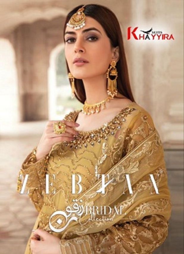 Khayyira Zebtan Fancy Festive Wear Faux Georgette Embroidery And Stone Work Pakistani Salwar Suits Collection