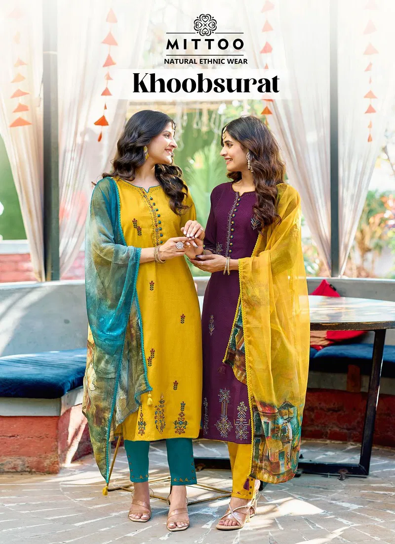 Khoobsurat By Mittoo Viscose Weaving Kurti With Bottom Dupatta Online Wholesale Catalog