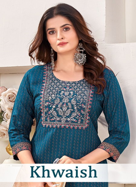 Khwaish By Sangeet Rayon Khadi Printed Embroidery Kurti Wholesale Shop  In Surat