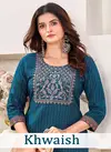 Khwaish By Sangeet Rayon Khadi Printed Embroidery Kurti Wholesale Shop  In Surat