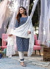 Kiana Cotton Bloosom Fancy Regular Wear Printed Kurti With Pant And Dupatta Readymade