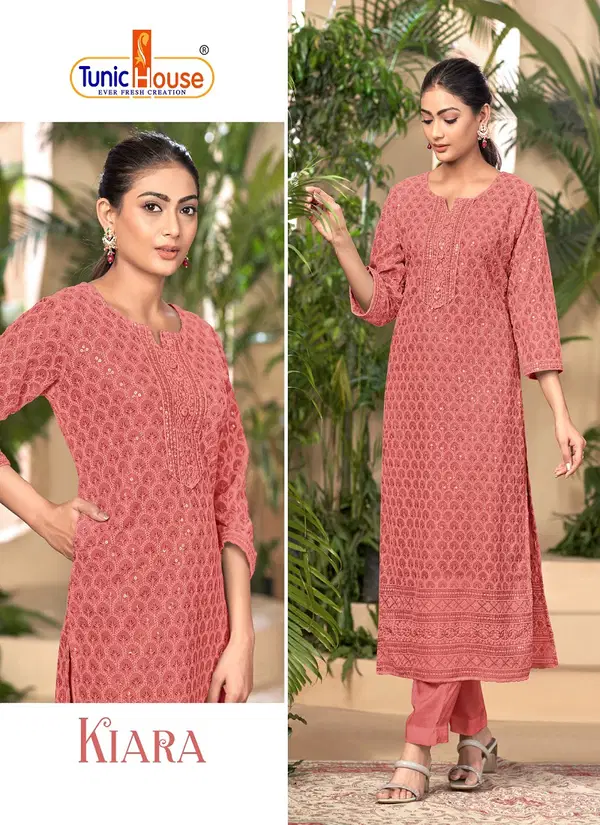 kiara 05 By Tunic House Size Set Georgette Lucknowi Work Designer Kurtis Wholesale Online