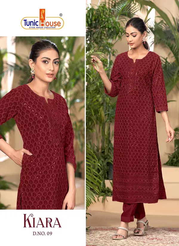 kiara 09 By Tunic House Georgette Lucknowi Work Designer Kurtis Wholesale Online