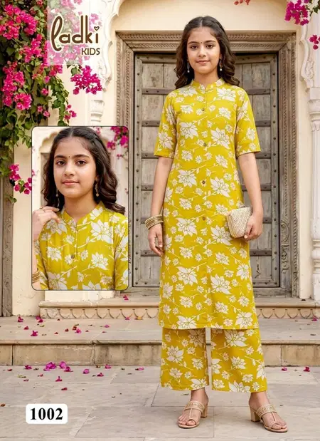 Ladki Kids Liva Rayon Printed Kurti With Bottom