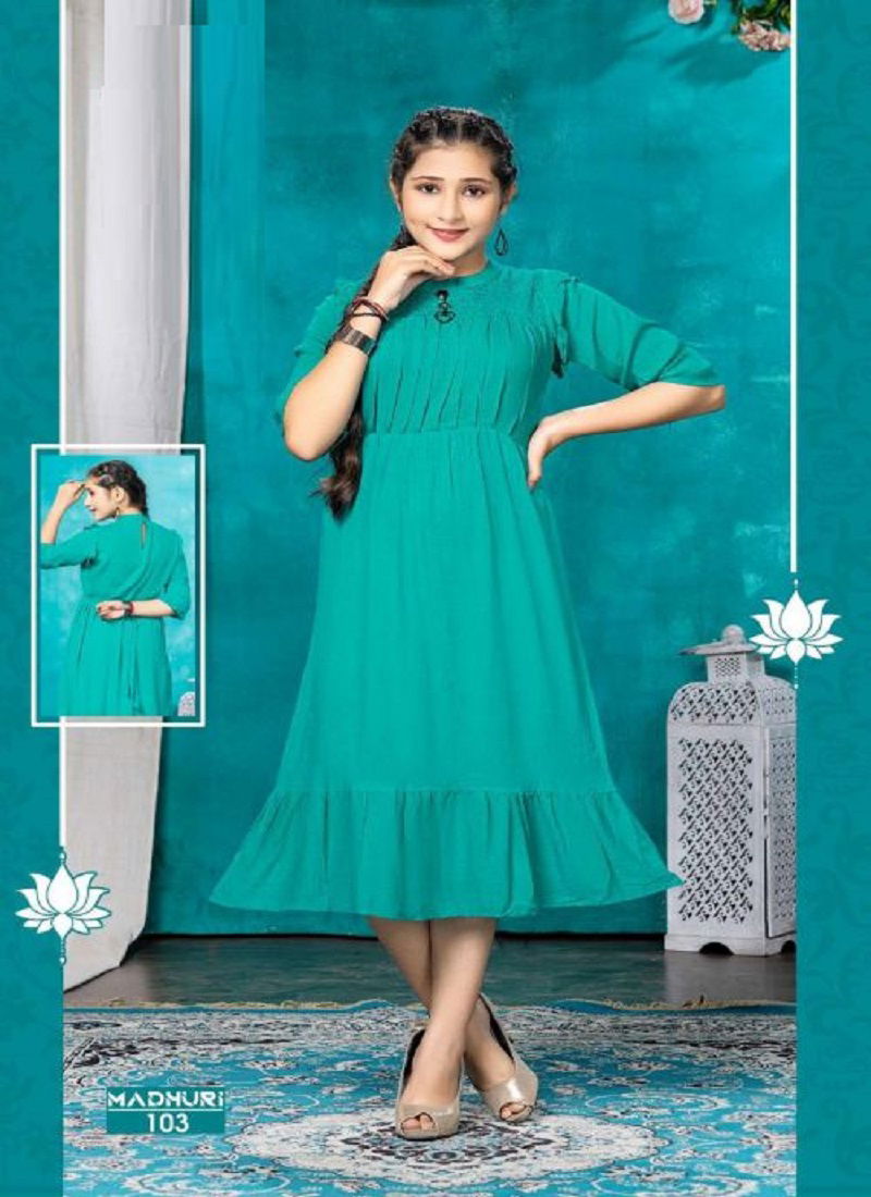 Kids Madhuri Fancy Ethnic Wear Wholesale Anarkali Kurti Collection