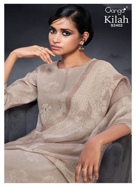 Kilah 2402 By Ganga Printed Premium Cotton Dress Material Wholesale Price In Surat