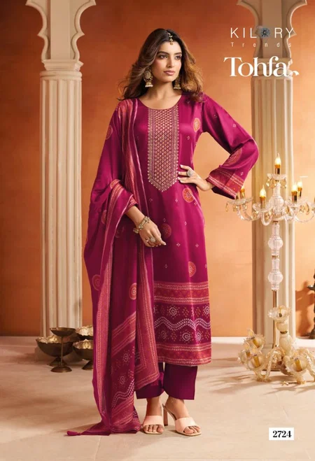 Tohfa By Kilory Gaji Silk Digital Printed Dress Material 