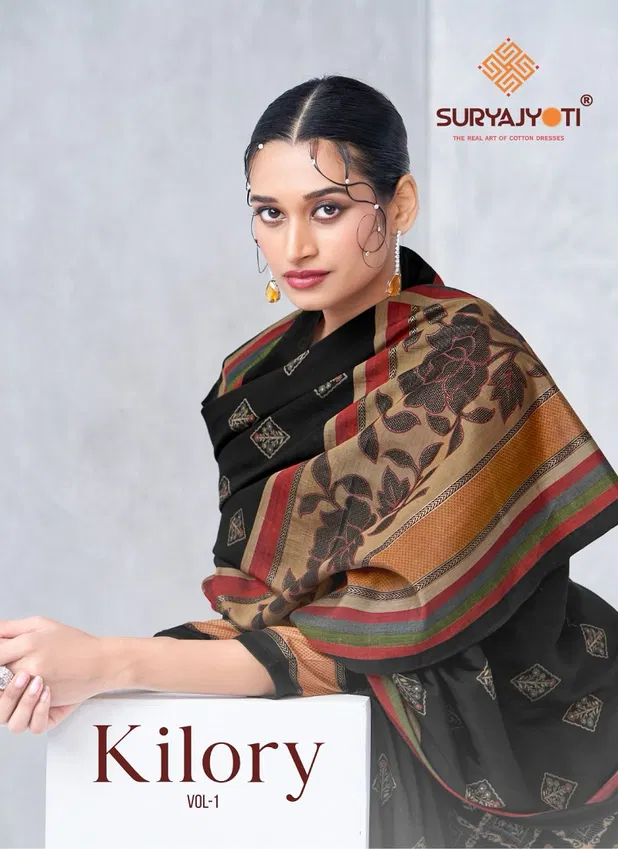 Kilory Vol 1 By Suryajyoti Jam Satin Printed Dress Material Exporters In India