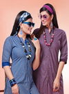 Kinti Blue Berry Latest Designer Handloom Short Kurti With Side Pocket Collection
