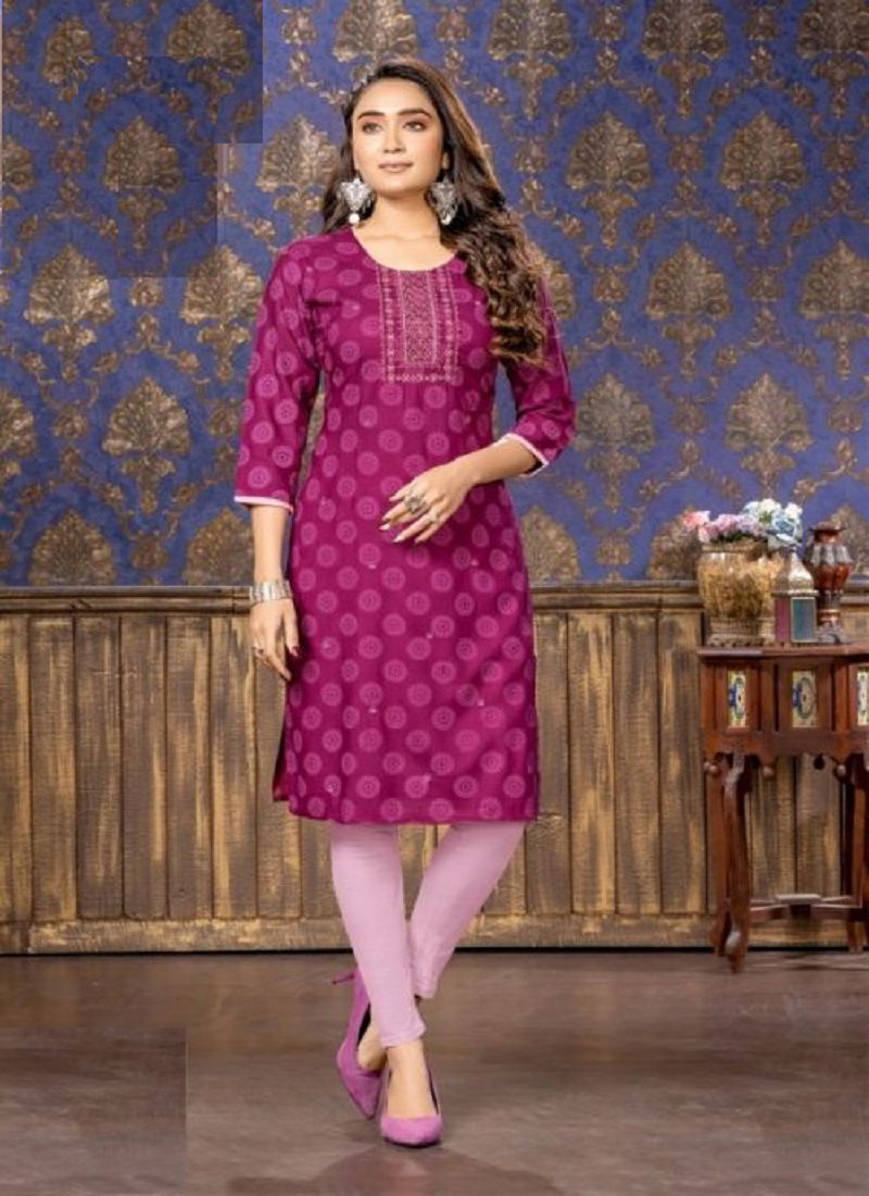 Kinti Plum 4 Casual Wear Rayon Wholesale Kurti Collection 