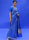Kiran By Aab Blue Soft Lichi Silk Saree Wholesale Price In Surat