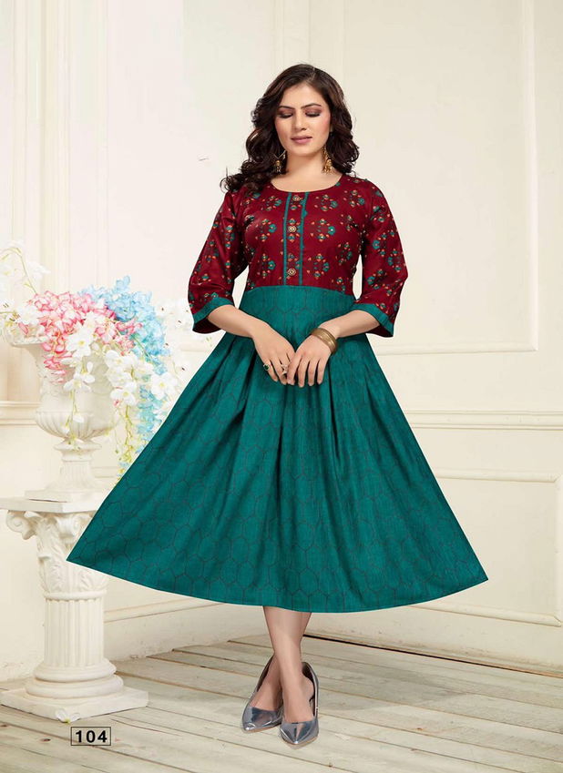 Kirtan Sameera 2 Ethnic Wear Rayon Printed Anarkali Kurti Collection