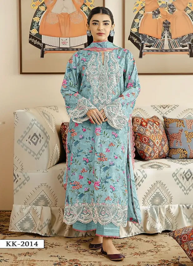 KK 2014 By Kross Kulture Embroidery Cotton Pakistani Dress Material Orders In India