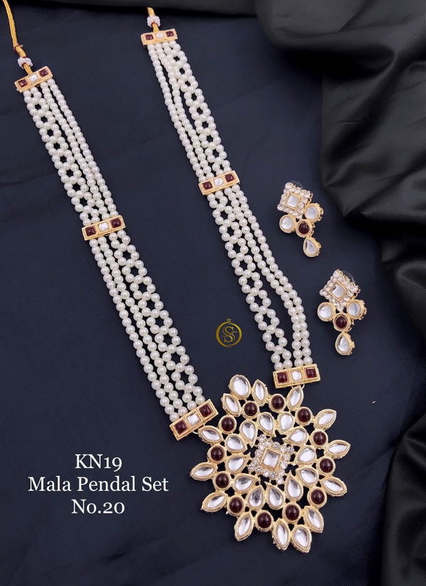 Kn 19 Kundan Pearl Mala Pendal Set Wholesale Shop In Surat
