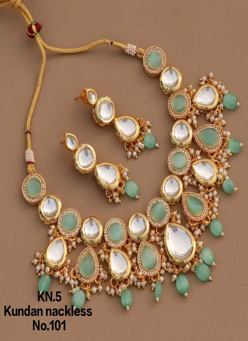 KN5 Kundan Necklace Set Bridal Jewellery Wholesale Price In Surat
