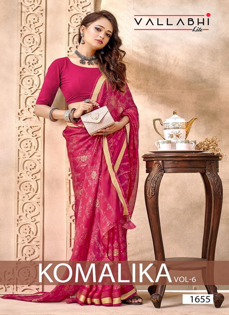 Komalika Vol 6 By Vallabhi Moss Georgette Bandhani Printed Online Saree Wholesale
