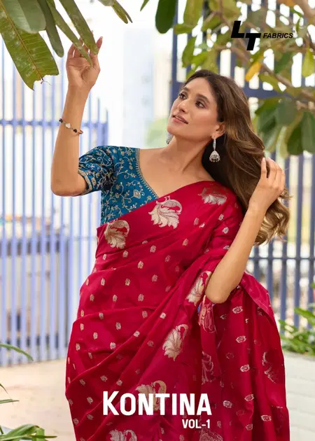 Kontina Vol 1 By LT Weaving Satin Online Embroidery Saree Wholesale