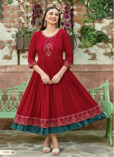 Koodee Roshani 1 Party Wear Gown Style Wholesale Kurti Collection Catalog