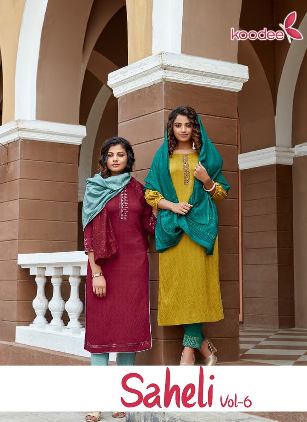 Koodee Saheli 6 Latest Fancy Festive Wear Pure Nylon Viscose With Embroidery Work Designer Readymade Salwar Suit Collection
